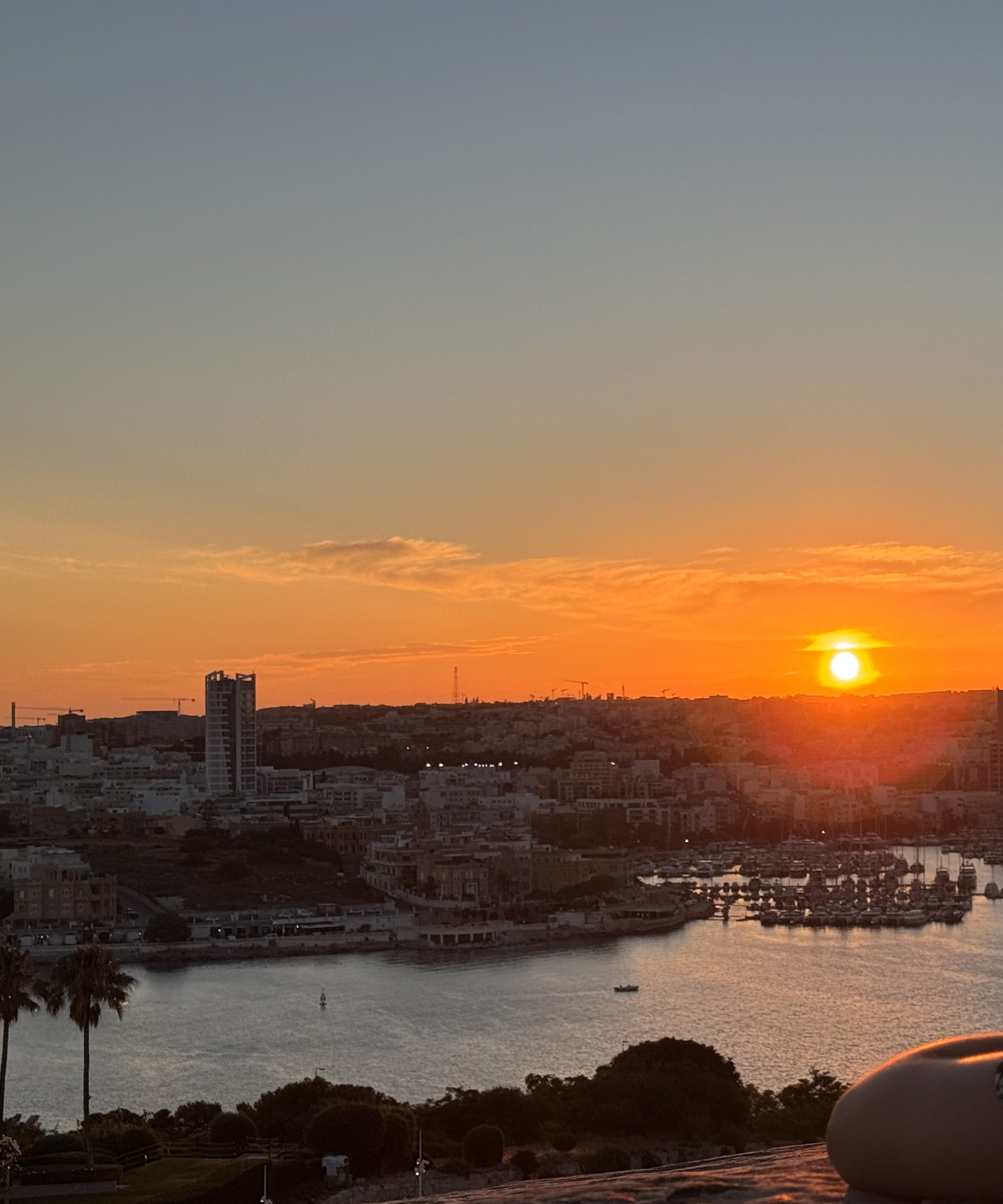 Atardecer desde los Hastings Gardens, sobre Marsamxett y Sliema